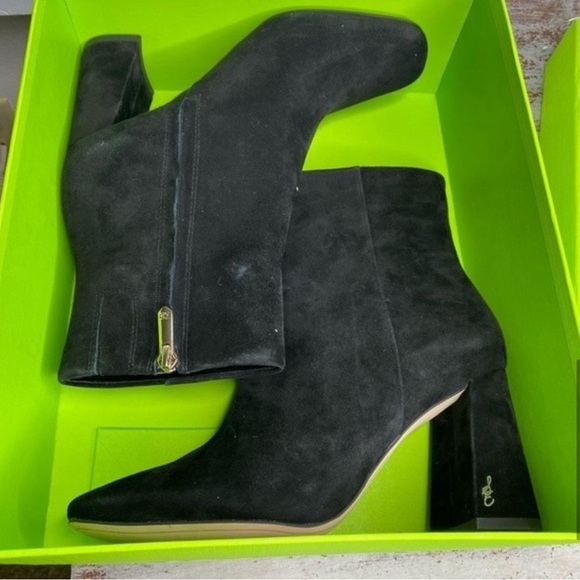 Codie Black Suede Ankle Booties Sam Edelman-Size 8 - Picture 3 of 8
